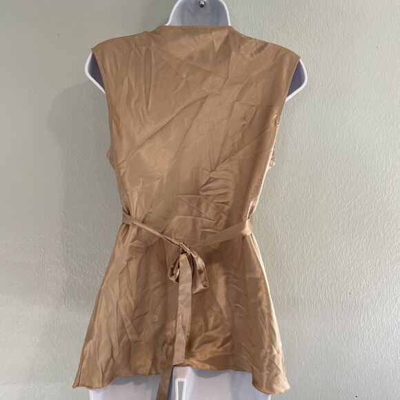 A Byer Y2K Satin Babydoll Tank Top Women M Gold Lace Fairy Glam Grunge Party - Picture 4 of 6